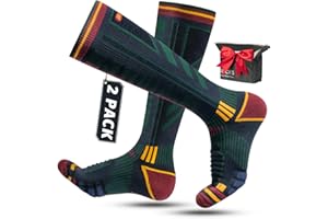 Rahhint Calze da Sci a Compressione in Lana Merino per Uomo, Donna e Adolescente, Calze Termiche Invernali, Calze da Trekking Con Imbottitura, Calze al Ginocchio, Taglia 35-51, (2 Paia)