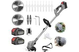 GFSGSJZC 21V Akku Rasentrimmer mit Akku Freischneider Elektrischer 3-In-1 Akku Motorsense Rasentrimmer Mit 2 Batterien, Elektro-Trimmer Garten Rasen Unkraut Trimmer für Garten, Hof