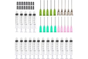 Gufastoe 20 Pack Siringa con Punta da ago Blunt - 5ml Siringhe con 14ga, 16ga,18ga,20ga Blunt Needles - Ideale per la Misura di liquidi, vapori, Oli dispersi e Glu Applicator
