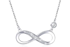 Silver Necklace for Women Billie Bijoux 925 Sterling Silver Infinity Heart Pendant White Gold Plated Diamond Women Adjustable Necklace Bracelet Set