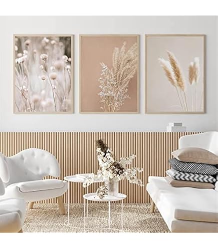 Youihom 3 Impression sur Toile Islamique Coranique Fleurs Affiche Boheme Beige Salon Décoration Murale Poster Musulman Coran Tableaux Moderne Abstrait sans Cadre (YHH007-30x40cm