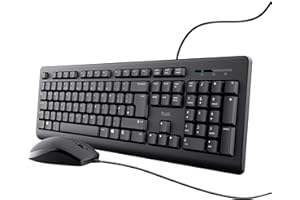 Trust Taro Wired Keyboard and Mouse Set - Qwerty UK Layout, Full-Size Keyboard, Spill-Resistant, 1.8 m Cable, USB Plug and Play, Quiet Combo for PC and Laptop - Black