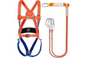 LOEPENLE Cintura di sicurezza anticaduta, 2 m, set di protezione anticaduta, protezione anticaduta, copertura per lavoro aereo, cintura di sicurezza, protezione anticaduta (5 punti)