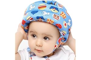 IULONEE Baby Helm Kopfschutz Kleinkind Schutzhut Baumwolle Verstellbarer Sicherheitshelm(Fußball Blau)