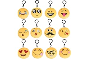 eLander Emoji Schlüsselanhänger Plüsch 12 Pack, 6 cm Mitgebsel | Kindergeburstagen | Gastgeschenke für Kinder Tasche Rucksack Ranzen Anhänger