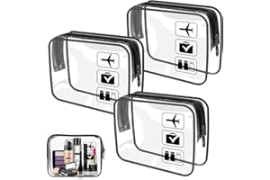 AOMIGT Trousse de Toilette Transparente 3 pièces, Sacs d'avion Transparents, Trousse de Toilette, PVC Étanche Trousse de Maquillage de Voyage, Sac de Toilette, Cosmétique Organisateur, pour Homme et Femme