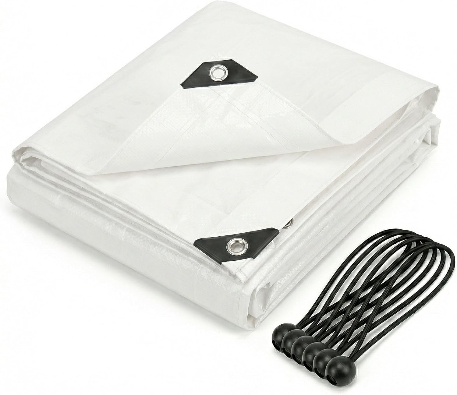 CoverUp! Lona Impermeable Blanco 2x3 m 200 g/m² con 10 Gomas de sujeción y Ojales Aluminio – Resistente UV y desgarros – Cobertura Exterior Premium