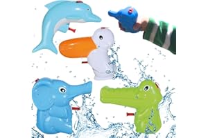 Bada Bing Zestaw 4 pistoletów na wodę ze zwierzętami dla dzieci, pistolet natryskowy, słodki, mały, odpowiedni dla dzieci, prezent urodzinowy dla dzieci, zabawka, strzykawka wodna, lato, pelikan, słoń, delfin, krokodyl 92