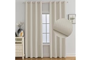 Ystyle Cortinas Termicas Aislantes Frio y Calor Opacas Dormitorio 2 Piezas, 140x180 CM, Modernas Blackout Cortinas con Ojales para Habitacion Salon, Beige