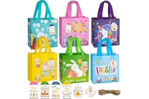 Zeihoo Sacs de Chasse Aux œufs de Pâques, Pâques Lapin Sacs avec Poignées, Sacs Cadeaux de Pâques, Sacs de Friandises de Pâques, pour Pâques Emballage de Cadeaux, Chasse Aux œufs, Articles de Fête
