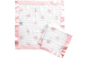 aden + anais essentials Issie Security Blanket, Super Soft 100% Cotton Muslin, Satin Trim, 2 pack, doll