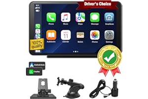 ANDUBEST Wireless Carplay & Android Auto Portable Car Stereo, 7-inch IPS Touchscreen Airplay, MirrorCast, Bluetooth Hands-Free Call, AUX/FM Transmitter GPS/Siri TF Card for All Car Models