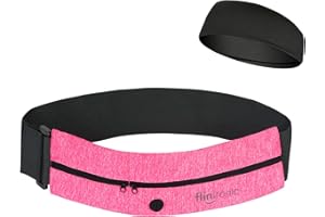 Flintronic Cinturón para Correr, Cinturón de Fitness con Correa Elástica Ajustable, Riñonera Running Reversible con 2 Bolsillos