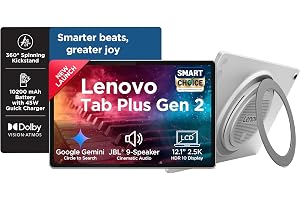 Lenovo Tab Plus Gen 2 {Smartchoice} with JBL 9-unit Speaker System, Wifi only, 12.1" 2.5K Display, 800nits Peak Brightness |8GB RAM + 256GB ROM (Expandable upto 2TB), MediaTek Dimensity 7400| 10200mAh