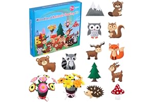 Goomp Kit de Costura,Niños Juego de Manualidades Coser Kit Manualidad de Coser Fieltro y Costura para Niños,Adornos de Felpa Rellenos,Juego de 14