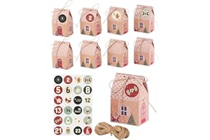 DRASOHUIJA 40 sztuk kalendarzy adwentowych do napełniania naklejkami z liczbami, pudełka na prezenty na Boże Narodzenie, torebki na prezenty, torebki na Boże Narodzenie, torebki na Boże Narodzenie, torebki na