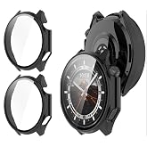 GIOPUEY Case Compatible with OnePlus Watch 3, [2 Pack] Screen Protector + Hard Frame, Total Package Protection - Black+Black