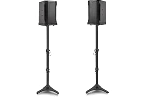 OUUTMEE 1 Pair Speaker Stands Adjustable Height 78 to 104CM, Heavy Duty 5kg Capacity Floor Speaker Stands with Triangle Base, Holds Satellite & Bookshelf Speakers, Black (3 Sections)