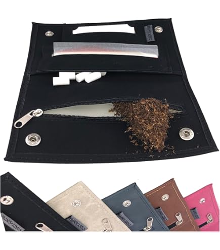 Blague à Tabac - Idéale Pour Les Fumeurs - 100 % Imperméable Et Indéchirable - Variable Pour 30 à 50 G De Tabac - Compartiment Pour Papiers Et Filtres - Avec élastique - Unisexe - Fabriqué En Europe