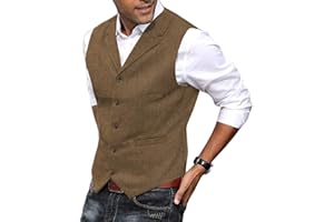 BYLUNTA Herren Notch Lapel Tweed Weste Herringbone Hunting Retro Slim Wolle Klassisch Vintage Geschäft Hochzeit