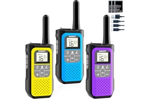 Talkie Walkie Longue Portée 5 km, NXGKET Talki Walki Enfants Adultes, Rechargeable 16 Canaux Radio avec Batterie Li-ION, Câble USB-C, VOX pour Outdoor Camping Randonnée Voyage Pêche Chasse, Lot de 3