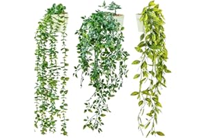DREAMS 21 3-pack Fake Hanging Plants Artificial Indoor/Outdoor | Hanging Plants for Room Decor, Wall Shelf, Patio Garden