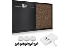 Navaris Tablica kombinowana z tablicy kredowej i tablicy korkowej - tablica memo 60x40 cm z tablicą magnetyczną foliowa tablica korkowa - w tym uchwyt na magnes do kredy