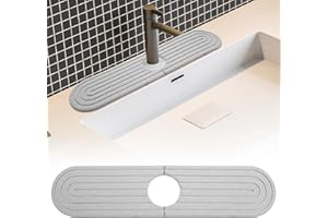 TNSLAND Alfombrilla Fregadero Cocina Alfombrilla Grifo Fregadero Protector Mueble Fregadero de Diatomita Alfombrilla para Grifo de Cocina A Prueba de Salpicaduras con Papel de Lija Gris 40x10cm