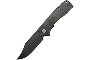 Petrified fish PFP03 Victor Cuchillo Plegable 3,58 inch Cuchilla de satén de acero K110 Micarta Mango EDC cuchillo de bolsillo (Green Stonewashed)