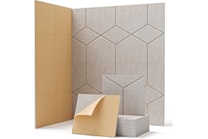 Soundsbay Płyty akustyczne, samoprzylepne, 12 sztuk, tłumiące dźwięki, izolacja akustyczna, ściany drzwi, sufity, panele akustyczne do obróbki akustycznej i dekoracji ścian, 30 x 26 x 0,9 cm (beżowe)