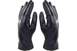 ZLUXURQ Weiches Lammleder, kaltes Wetter, Touchscreen-Handschuhe, Kaschmirfutter, für Herren