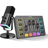 FIFINE XLR Streaming Dynamic Podcast Microphone, Audio Mixer, RGB Streaming Gaming Audio Mixer PC with XLR Interface (AM8 + S