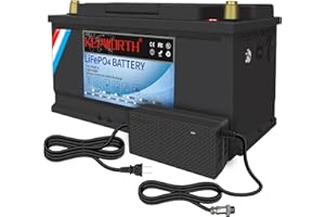 FLLEEYPOWER KEPWORTH 100Ah 12V Akumulator litowo-żelazowo-fosforanowy, Deep Cycle 8000 cykli Li-Ion, 10 lat żywotności, wbudowany inteligentny 100A BMS, do instalacji solarnych,łodzi, kamperów， kempingów