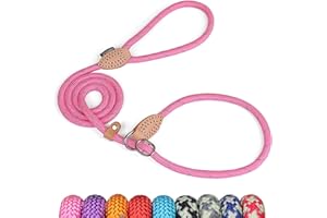Grand Line Correa Adiestramiento Perro, 150 cm Correa de Lazo Perro, Reflectantes y Ajustable Correa de Entrenamiento para Perros Pequeños, Medianos, Grandes (14mm, Rosa)
