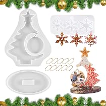 Moules En Silicone Pour Pendentifs Noël - Formes Étoile, Cœur, Sapin - DIY Résine, Cire, Décoration Festive - 2