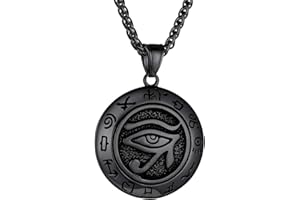 GOLDCHIC JEWELRY Collana Uomo Croce Ankh, Occhio Horus, Egitto, Collana Retro, Collana in Acciaio Inossidabile, Ciondolo arengto/placcato oro/nero,Regalo Confezione