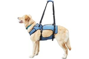 COODEO Uprząż dla psa – oddychająca uprząż rehabilitacyjna dla seniorów z problemami ze stawami, zapaleniem stawów lub paraliżem, podparcie całego ciała z regulowanymi uchwytami do noszenia (niebieska
