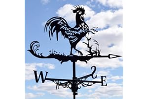 Dantazz Wetterhahn Metall für Garten, Windrichtungsanzeiger Garten mit Stab Geschnitztes Design Decoration 3D Wetterhahn Hexe Form Dekoration für Garten Hinterhof Terrasse Hof Dach Ornament(Schwarz,A)