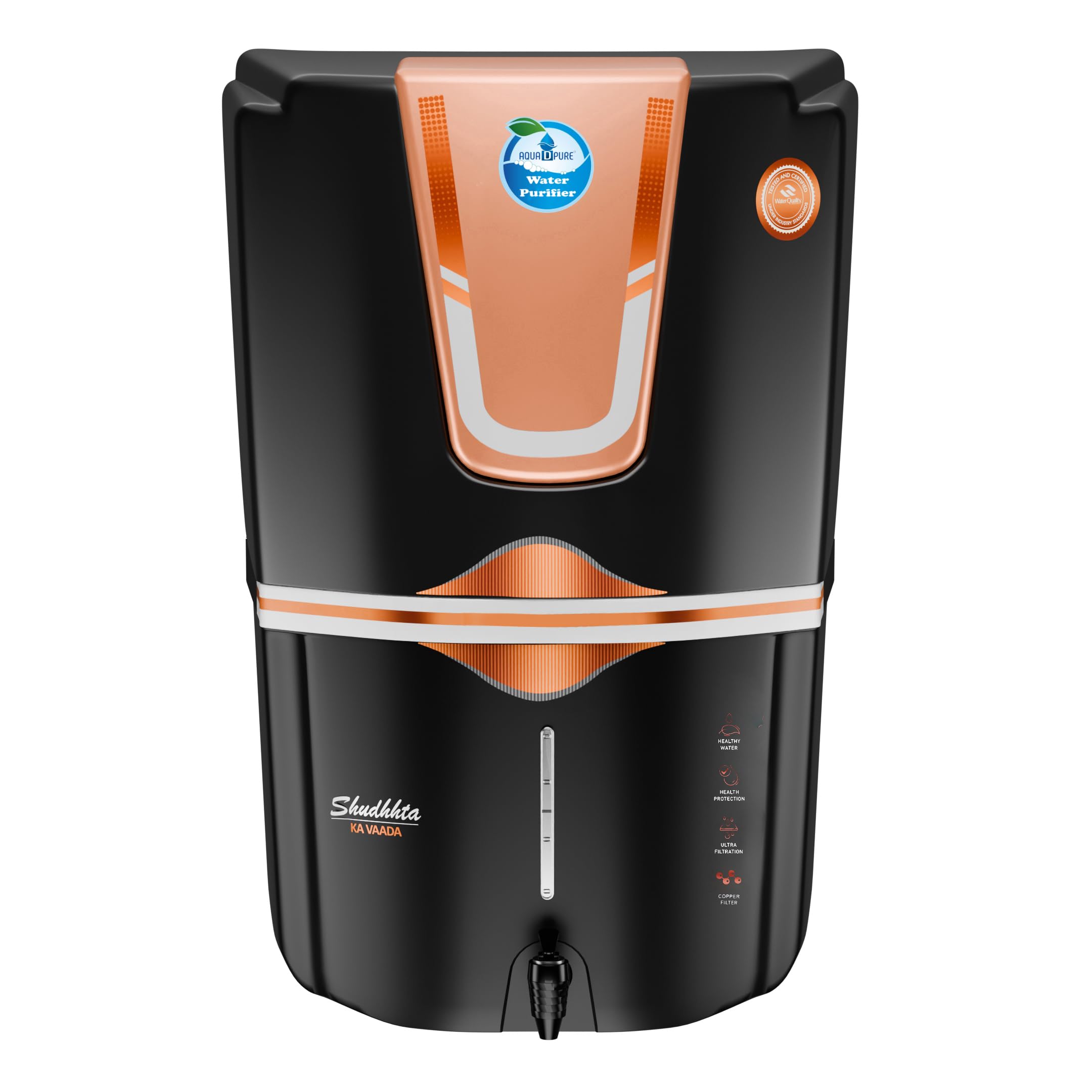 AQUA D PURE 4 in 1 Copper RO Water Purifier with 10 Stage Purification Filtration, UV, UF, TDS Adjuster and 12 Liter Large St