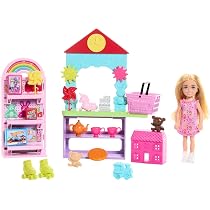 Barbie Chelsea Can Be Doll & Snack Stand avec plus de 15 accessoires, y compris support à collation, registre et panier à provisions, poupée blonde Barbie Chelsea Can Be Doll & Snack Stand avec plus de 15 accessoires, y compris support à collation, registre et panier à provisions, poupée blonde
