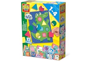 SES Creative | Sticker Mosaïques Formes et Couleurs – My First | 72 Autocollants en Mousse + 12 Cartes Animaux | Motricité Fine, Tri Visuel et Créativité dès 1 An | Activité Éveil Ludique Bébé | 14484