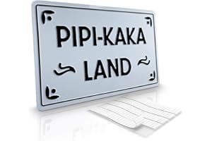 PIPI-KAKA LAND WC Toilettenschild für Kinder| weiß/schwarz | Aluminium geprägt | Bad-Türschild in 30 x 18 cm