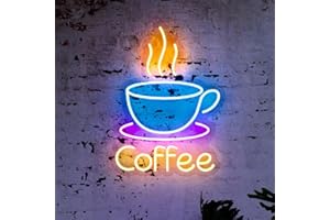 HFHUNGKEONG LED Coffee Light Advertising for Coffee Cup, Large 5 V USB Operated Acrylic Neon Lights with Dimmable Switch and Hanging Chain for Coffee, Café, Bar, Party, Living Room, Sign, Gifts