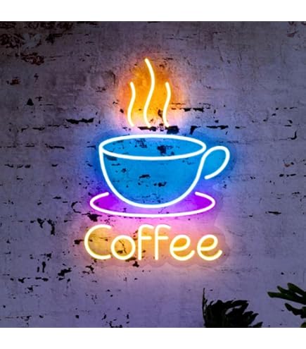 Insegna Al Neon A LED Caffè 60x40 Cm Con Telecomando RGB E Alimentazione USB - Luci Da Parete 3D Dimmerabili Per Bar, Cucina E Camera Da Letto - Decorazione Luminosa