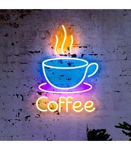 Insegna Al Neon A LED Caffè 60x40 Cm Con Telecomando RGB E Alimentazione USB - Luci Da Parete 3D Dimmerabili Per Bar, Cucina E Camera Da Letto - Decorazione Luminosa