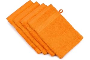 Gözze - New York Gant de Toilette, Lot de 4, Doux et absorbant, 100% Coton, 17 x 24 cm - Orange