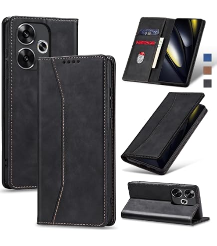 EASSGU Flip Hülle Für Poco F6 – Leder-Case Mit Magnetverschluss, 3 Kartenfächern, Ständerfunktion & Wallet