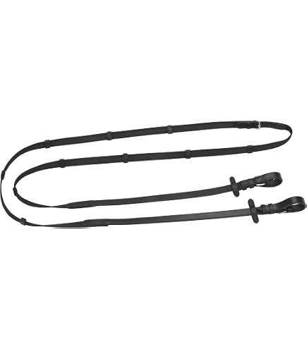 Cwell Equine Redini In Gomma Con Impugnatura Morbida – Nero/Marrone, Taglia Cob, Larghezza 1,5 Cm, Fermagli In Acciaio Inox