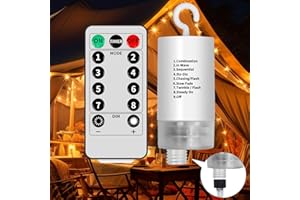 GCMacau Accesorios de carga para cajas de pilas para cadena de luces de 24 V, accesorios de repuesto con mando a distancia, 8 modos, IP65, para luz de cortina, luz de red, cadena de luz de lluvia