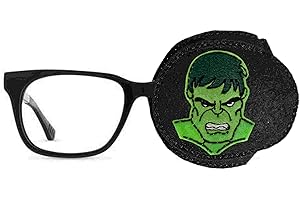Cache-œil brodé réutilisable pour enfants et adultes - Pour amblyopie - Traitement par occlusion oculaire paresseux - Hulk - Noir
